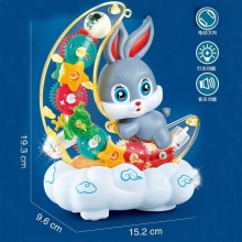 抖音同款儿童早教益智电动月亮兔子齿轮灯光万向会唱歌跳舞玩具