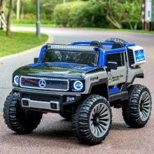 婴儿童电动车四驱越野车警车玩具车可坐双人宝宝遥控汽车小孩摇摆