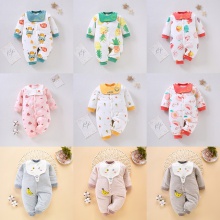 婴儿连体衣秋冬棉质保暖夹棉男女宝宝哈衣爬服新生儿衣服童装