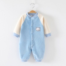婴儿连体衣秋冬加绒新款哈衣家居服双面拉绒宝宝保暖爬服