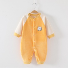 婴儿连体衣秋冬加绒新款哈衣家居服双面拉绒宝宝保暖爬服