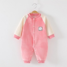 婴儿连体衣秋冬加绒新款哈衣家居服双面拉绒宝宝保暖爬服
