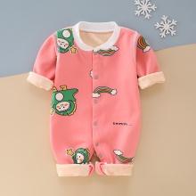 婴儿连体衣加绒秋冬无骨爬服牛奶丝宝宝连身衣新童装哈衣