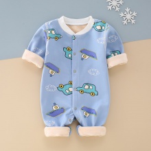 婴儿连体衣加绒秋冬无骨爬服牛奶丝宝宝连身衣新童装哈衣