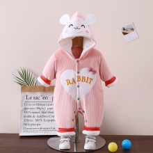 宝宝加厚外出服秋冬季加绒哈衣加棉爬服灯芯绒婴儿连体衣