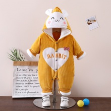 宝宝加厚外出服秋冬季加绒哈衣加棉爬服灯芯绒婴儿连体衣