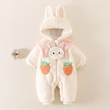 婴儿冬季棉服连体衣冬装衣服女宝宝冬款公主哈衣加绒外出抱衣爬服