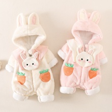 婴儿冬季棉服连体衣冬装衣服女宝宝冬款公主哈衣加绒外出抱衣爬服