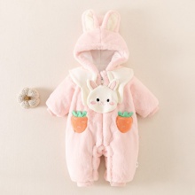 婴儿冬季棉服连体衣冬装衣服女宝宝冬款公主哈衣加绒外出抱衣爬服