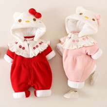 婴儿衣服冬装加厚公主毛毛衣新生女宝宝加绒连体衣冬季外出服