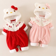 婴儿衣服冬装加厚公主毛毛衣新生女宝宝加绒连体衣冬季外出服