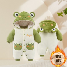 婴儿连体衣服冬季男女宝宝加绒加厚棉衣哈衣新生儿外出保 暖爬爬服