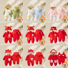 婴儿连体衣服冬季男女宝宝加绒加厚棉衣哈衣新生儿外出保 暖爬爬服