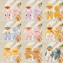 婴儿连体衣服冬季男女宝宝加绒加厚棉衣哈衣新生儿外出保 暖爬爬服