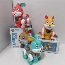 新款抖音电动走路音乐发光跳跳小兔子儿童万向会叫狗狗玩具