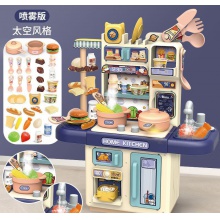 儿童仿真小厨房玩具大号女孩过家家套装电动喷雾塑料出水 煮饭餐具