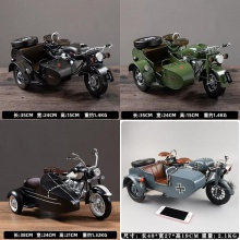 复古怀旧摆件挎斗三轮摩托车模型文艺家居客厅玄关摆设橱窗装饰