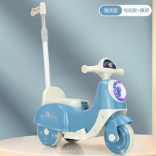 三轮车男女小孩宝宝电瓶车可坐人可推可滑行玩具车儿童推把摩托车