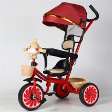 儿童三轮车自行车四合一带蓬手推车宝宝脚踏车音乐灯光玩具车