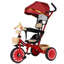 儿童三轮车自行车四合一带蓬手推车宝宝脚踏车音乐灯光玩具车