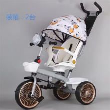 儿童三轮车多种功能四合一带蓬手推车宝宝脚踏车音乐灯光玩具车