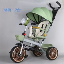 儿童三轮车多种功能四合一带蓬手推车宝宝脚踏车音乐灯光玩具车