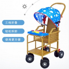 遛娃婴儿推车宝宝仿藤条藤椅折叠可坐可躺夏季竹编小儿手推藤车