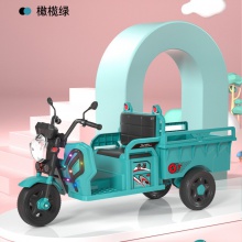 儿童电动三轮车小孩玩具遥控车可坐可骑灯光遥控音乐带斗三轮车
