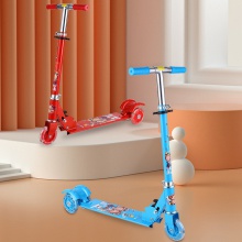 儿童滑板车脚踏车三轮闪光全铁滑滑车scooter可升降可折叠2轮车