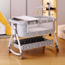 便携式可移动婴儿床可折叠高低调节拼接大床宝宝摇篮床bb床防溢奶