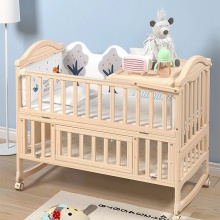 实木无漆婴儿床多种功能新生儿拼接大床BB床儿童床摇篮床宝宝床定制