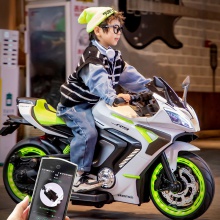 新款儿童电动摩托车可坐双人充电玩具车男女小孩大号电动车软轮