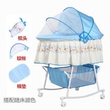 婴儿摇篮床小摇床新生儿床摇摇床带蚊帐多功能安抚bb床带滚轮睡篮
