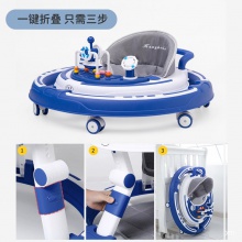 新款婴儿学步车防O型腿防侧翻宝宝学行车可调高低一键折叠学步车