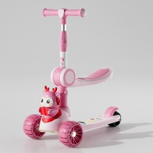 滑板车闪光轮1-8岁折叠玩具单脚骑行可坐男女滑行车带座滑板车
