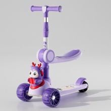 滑板车闪光轮1-8岁折叠玩具单脚骑行可坐男女滑行车带座滑板车
