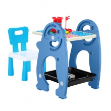 儿童积木桌磁性画板桌二合一架式彩色积木画板写字学习桌宝宝玩具