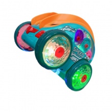 抖音同款电动特技旋转自动翻斗车带齿轮炫彩灯光音乐玩具