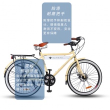 复古款成人脚踏车 黄/绿双色26#双碟刹变速单车 北欧风男女自行车