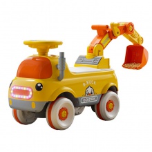 儿童工程车可坐人可骑行电动儿童滑行工程车四轮儿童钩机
