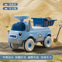 儿童工程车可坐人可骑行电动儿童滑行工程车四轮儿童钩机