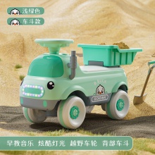 儿童工程车可坐人可骑行电动儿童滑行工程车四轮儿童钩机