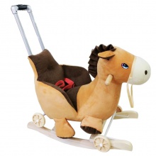 儿童木马溜溜车宝宝安抚摇椅周岁礼物卡通毛绒动物摇马摇摆木制车
