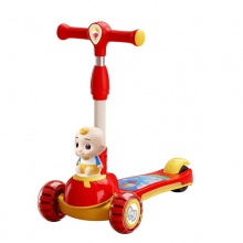 可调高度3轮发光二极管灯电动滑板车折叠式钢架带pu轮儿童2-10岁