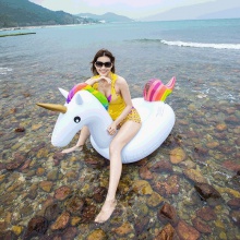 现货直供大小号充气独角兽浮排坐骑PVC水上戏水玩具成人浮床游泳