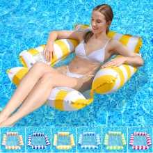 新款充气浮排户外可折叠靠背夹网浮床水上充气用品躺椅漂浮床