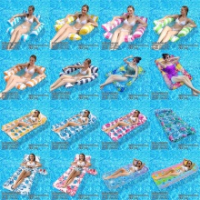 新款充气浮排户外可折叠靠背夹网浮床水上充气用品躺椅漂浮床