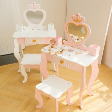 儿童木质梳妆台女孩公主化妆品玩具套装首饰盒过家家生日周岁礼物