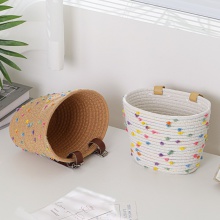 棉绳手工编织车篮车筐儿童滑板车自行车收纳筐车篓小号可拆卸