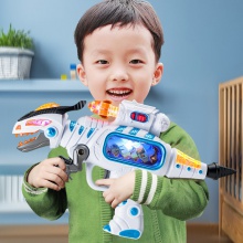 男孩电动冲锋枪霸王龙声光振动枪恐龙爪子摆动灯光影像儿童玩具枪